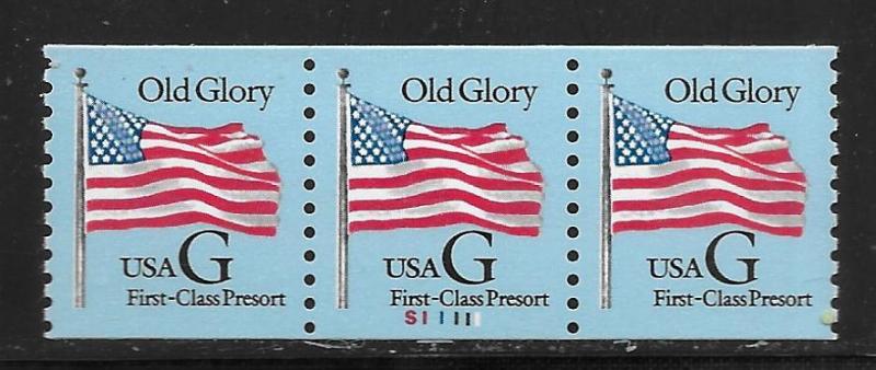 United States 2888 Old Glory Pre-Sort PNC Strip of 3 Plate Number S1111 MNH
