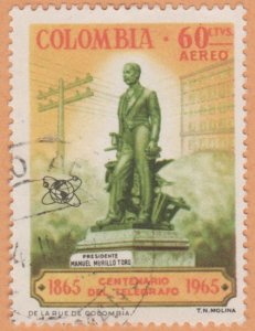 AIRMAIL STAMP FROM COLOMBIA 1965. SCOTT # C469. USED. # 2