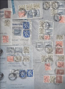 BELGIUM US 1947 COLLECTION OF 11 POST WAR AIR MAIL COVERS ALL TO CHICAGO ILL