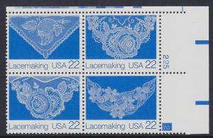 2354a Lacemaking Plate Block MNH