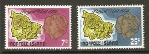 NORFOLK ISLAND SG149/50 1974 ROYAL VISIT MNH