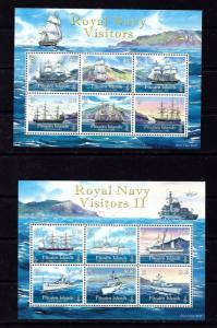 Pitcairn Is 696 and 711 MNH 2009-10 Royal Navy Visitors Sheets