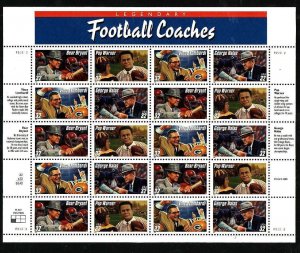 USA-Sc#3143-6- id12-unused NH sheet-Sports-Football Coaches-1997-