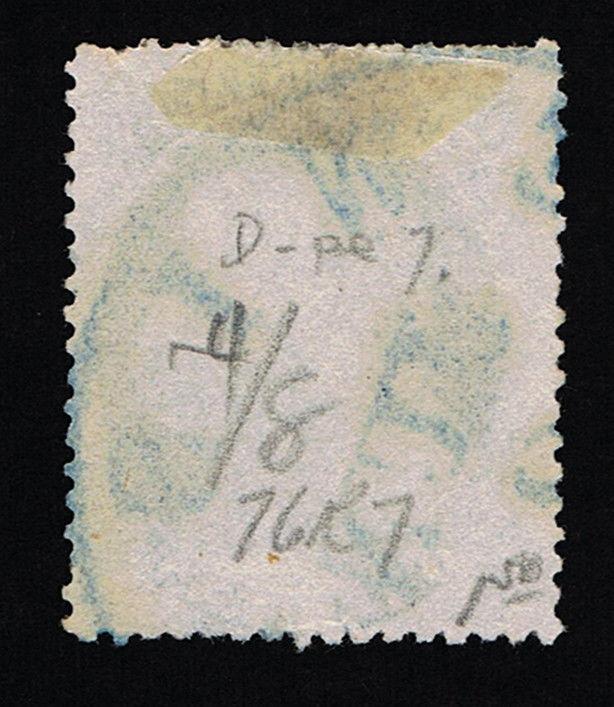 GENUINE SCOTT #24 1857 BLUE TYPE-V PLATE-7 RELIEF-D PLATED POS 76R7 BLUE CANCEL