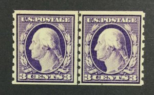 MOMEN: US STAMPS #394 LINE PAIR MINT OG LH $ LOT #37287