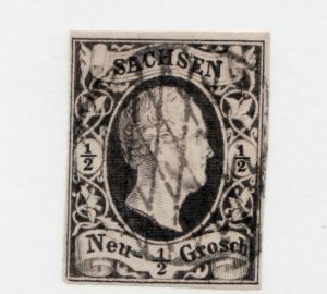 SAXONY Sc# 3 Θ used, Sachsen Neu- ½ Grosch, postage stamp