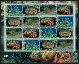 Bequia WWF Caribbean Reef Crustaceans Sheetlet of 4 sets MI#647-650 SALE BELOW