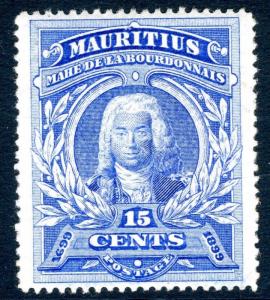 MAURITIUS-1899 Labourdonnals Birth Centenary 15c Ultramarine Sg 136  LIGHTLY M/M