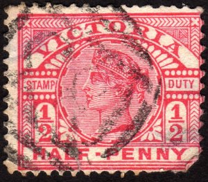 1887, Victoria 1/2p, Used, Sc 160, thins