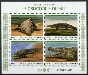 Niger Reptiles Stamps 2015 MNH Crocodiles Nile Crocodile Fauna 4v M/S