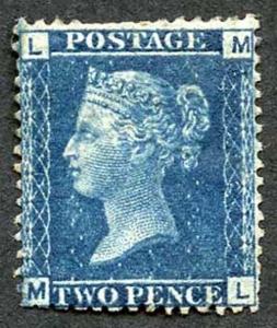 SG45 2d Blue (ML) Plate 12 Mint Cat £3000 Ex Chartwell