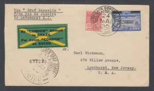 Brazil Sieger 59H, 1930 Graf Zeppelin cover, Rio de Janeiro to Lakehurst Flight