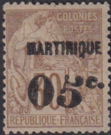 Martinique 1891 SC 14a Mint Slanting S