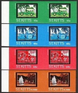 St Kitts  131 x4 imperf pairs,MNH.Michel 156-159. Batik Designs,1985.Ship.