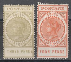 SOUTH AUSTRALIA 1906 QV THICK POSTAGE 3D AND 4D WMK CROWN/A