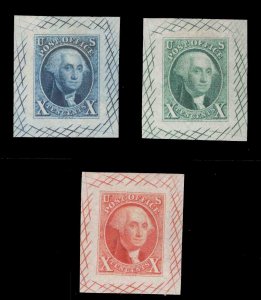 momen: US Stamps #2TC1b LARGE DIE TRIAL COLOR PROOFS ON BOND LOT #78877