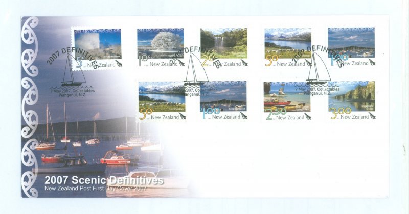 New Zealand 2129-2137 2007 Scenic definitives set of nine on an unaddressed illustrated FDC