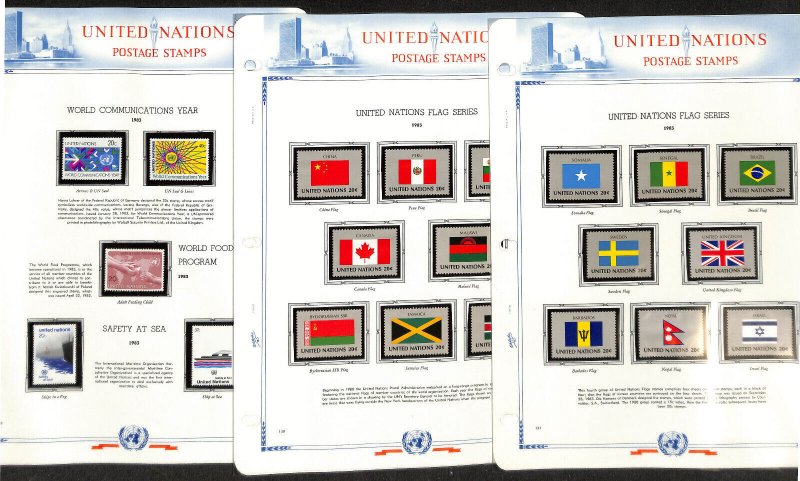 United Nations Stamp Collection in White Ace Album, Mint NH, 1982-1985