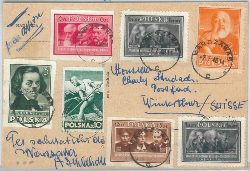 70035 - POLAND - POSTAL HISTORY -  CARD to SWITZERLAND 1948 - MUSIC Chopin