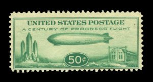 US 1933 AIRMAIL - Baby ZEPPELIN 50c green  Scott # C18 mint MNH