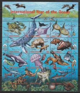 1998 UN-NY - Sc 734 - MNH VF - mini sheet - Intl Year of the Ocean