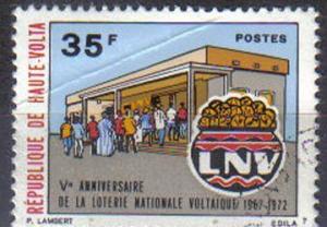 UPPER VOLTA, 1972 CTO 35f. 5th Anniv of National Lottery.