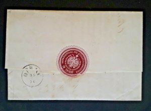 1876 Vienna Habsburgergasse 7e Cancel Maroon Official Trieste Seal Cover