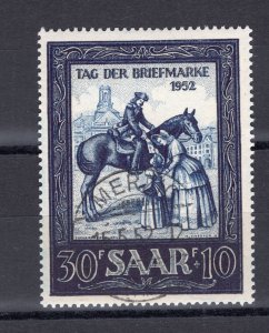 GERMANY SAAR 1952 POSTRIDER STAMP DAY SCOTT B91 VERY FINE USED