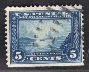 US Stamp #399 5c Blue Golden Gate USED SCV $10.00