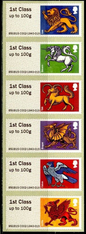 GB 2015 Post & Go Heraldic Beasts M/S Self-Adhesive Mint NH