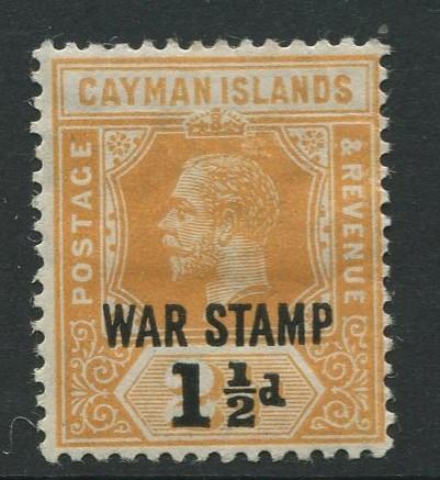 Cayman Islands -Scott MR6 -War Stamp Issue -1919 -MH -Single 1.1/2d on a 2.1/2d