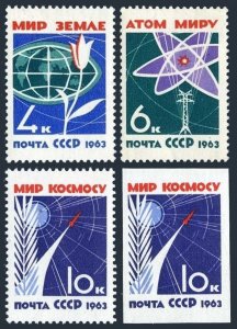 Russia 2720-2722,2722 imperf, MNH. World without Arms,Wars, 1963. Flower,Rocket.