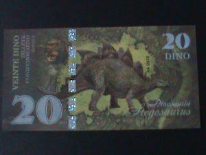 ​SPAIN-2021 DINOSAU-$20 DINO-POLIMER NOTE UNC-COLLECTIBLE-VF PICTORIAL BEAUTIFUL