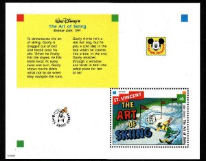 St.Vincent-SC#1799-Disney-The Art of Skiing-sheet-Unused-NH-