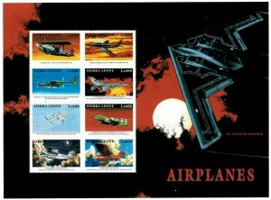 Sierra Leone 1999 - Airplanes, Jets, Aviation - Sheet of 8v - Scott 2172 - MNH