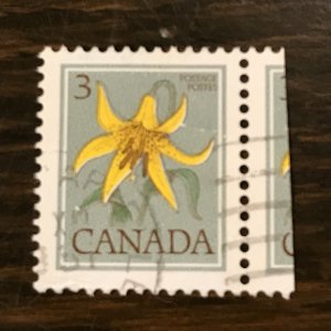 CANADA Scott 708 Used -3¢ Canadian Lily (Printed on Gum Side (2) -NH, XF/Superb