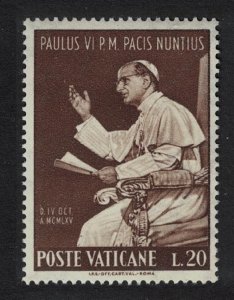 Vatican Pope Paul's Visit to the UN New York 20L 1965 MNH SC#416 SG#460