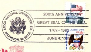 US SPECIAL PICTORIAL POSTMARK COVER GREAT SEAL OF THE U.S.A. AFDCS NAT'L CONV B