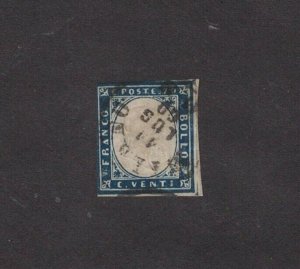 Italy Sardinia 16 - King Victor Emmanuel II. Imperf Single. Used.  #02 ITALSAR12