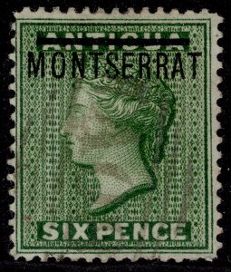 MONTSERRAT QV SG2, 6d green, FINE USED. Cat £42.