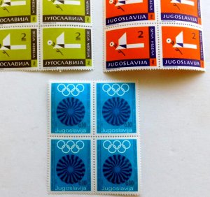 Yugoslavia #RA26, 40 & RAJ23 Mint/NH/VF, Blks of 4, 1961 & 1971, Olympics, Child