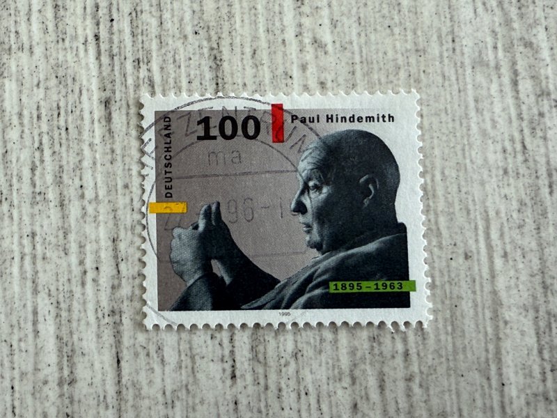 Germany #1910 Used, 100pf, Paul Hindsmith (1895-1963), Composer, 2024 SCV $0.60