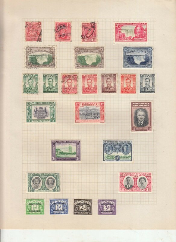 SOUTHERN RHODESIA 2 ALBUM PAGE  VALUES MOSTLY 1937-55, MINT,/USED 