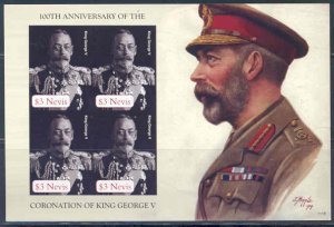 NEVIS 100th ANNIVERSARY  CORONATION  OF KING GEORGE V  IMPERFORATED SHEET NH