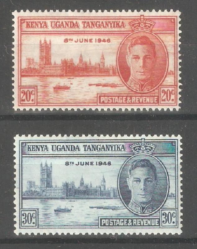 Kenya Uganda Tanganyika 1946,Peace Issue,Sc 90-91,Fine Mint Hinged* (SH-10)