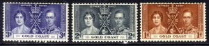 Gold Coast 1937 KGV1 Set Coronation MM SG 117 – 119 ( J1320 )