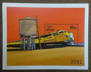 Bhutan 1999 - Trains Railroads - Souvenir Stamp Sheet - Scott #1208 - MNH