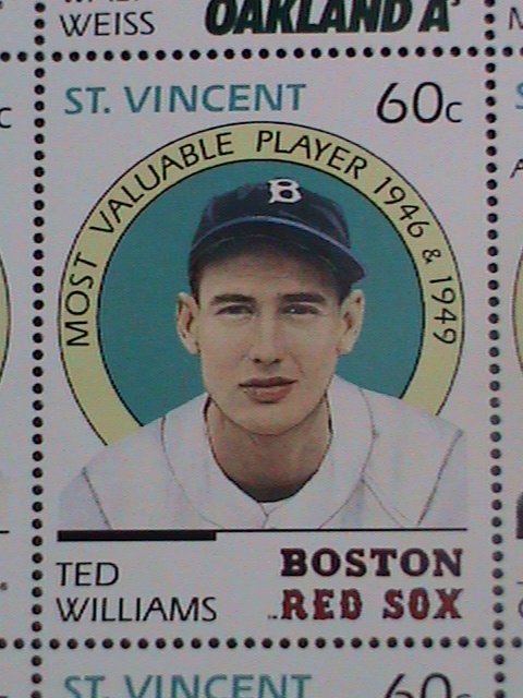 ST.VINCENT-1989 SC#  1226 -MAJOR LEAGUE BASEBALL IN STAMPS MNH SHEET #3 -VF