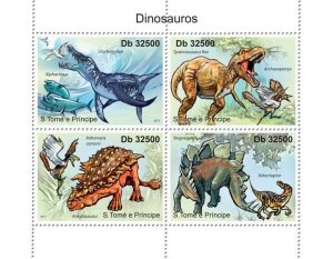 S. TOME & PRINCIPE 2012 - Dinosaurs - YT 3932-3935, Mi 4901-4904