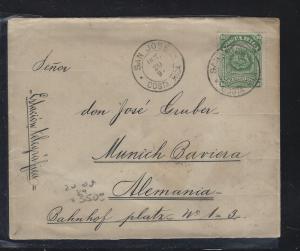 COSTA RICA  (PP2404B) 1892 10C COVER SAN JOSE TO GERMANY